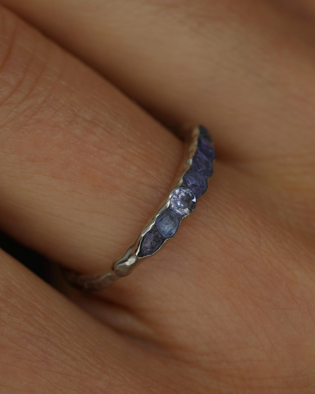 THE ONE. Raw Tanzanite Ring. Rustic Solid Gold or Silver Uncut Natural Tanzanite Alternative Stacking Wedding Milestone Band