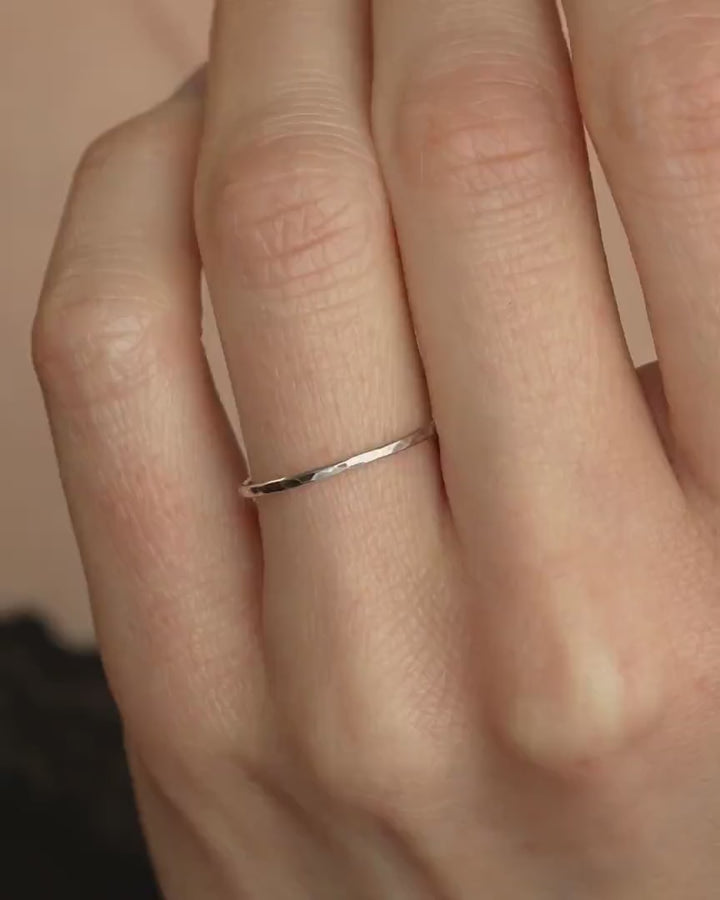 1mm Extra Slim Hammered Ring