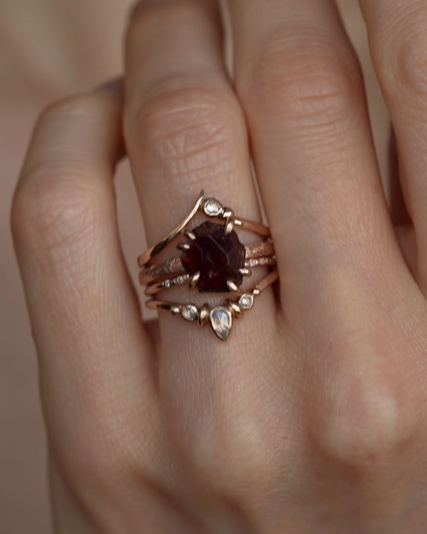 Raw Almandine Garnet Statement Ring