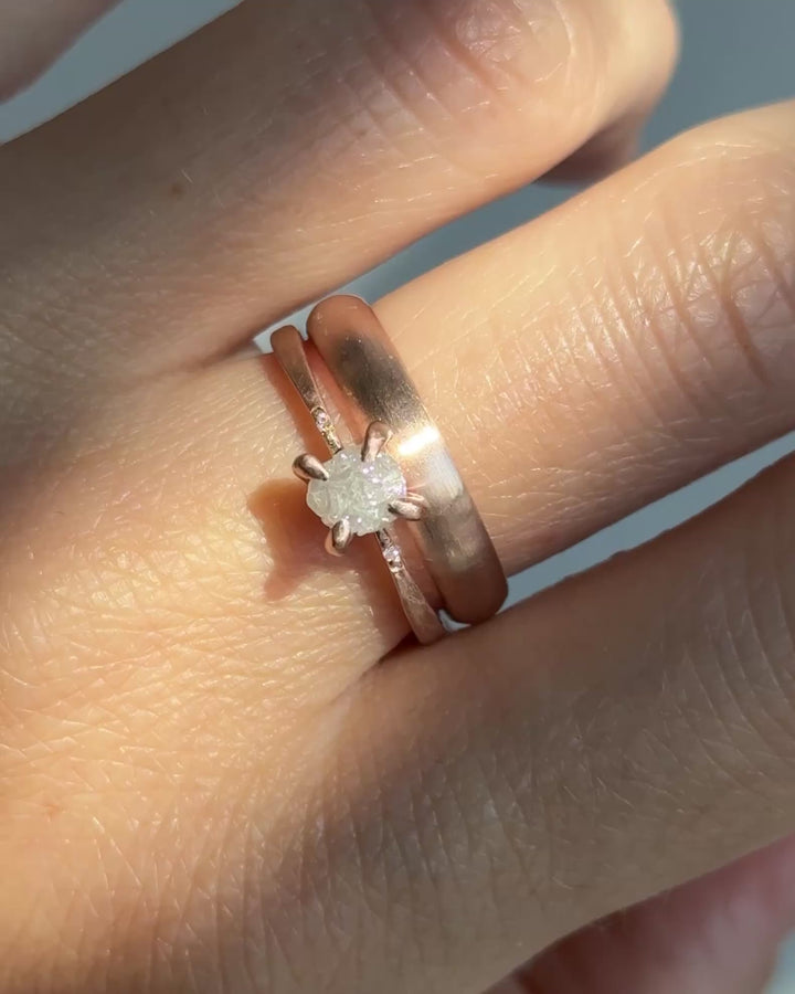 Uncut White Diamond Engagement Ring