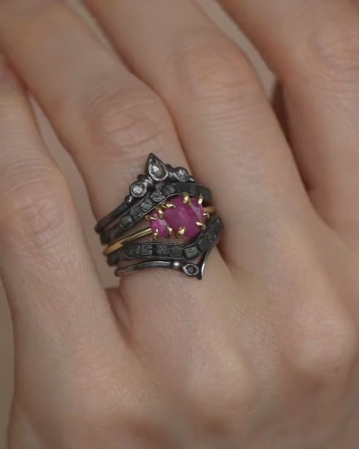 Natural Ruby Crystal Engagement Ring