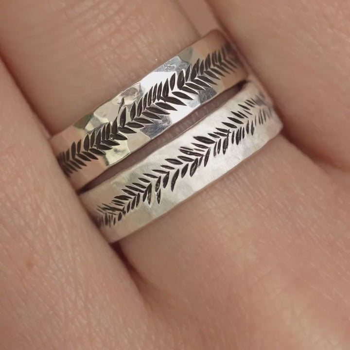 Single Band or SET of 2 925 Silver Rustic Band Rings