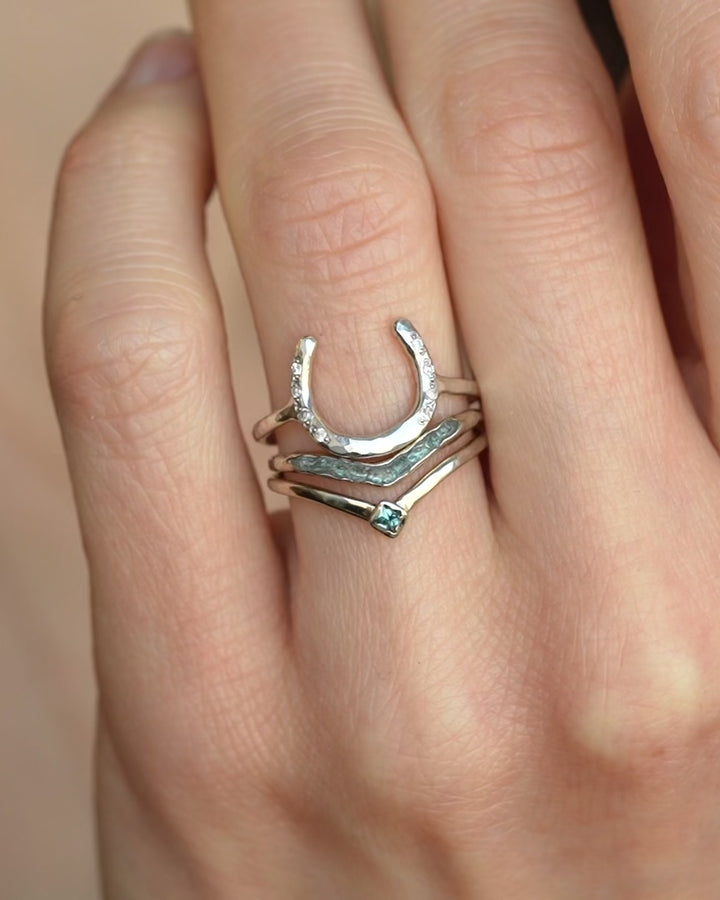 Unique Raw Aquamarine Wave Ring