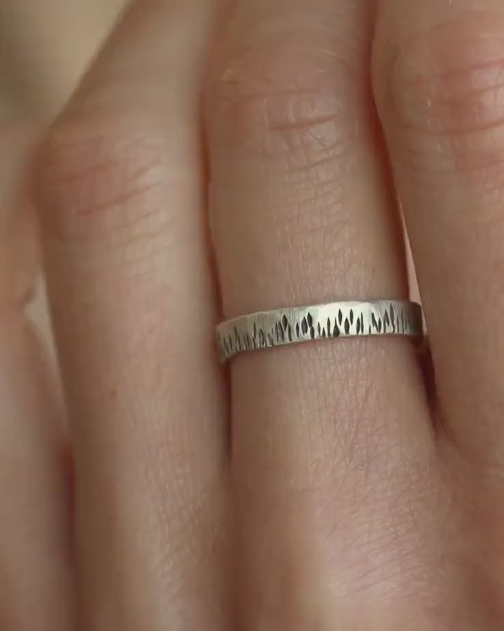Textured Rustic Slim Flame Band