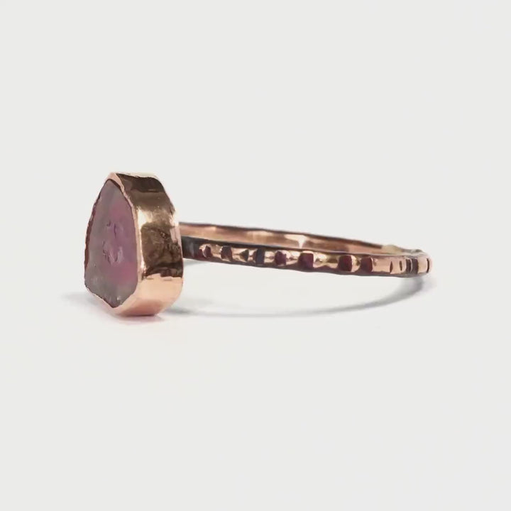 Watermelon Tourmaline Slice Ring