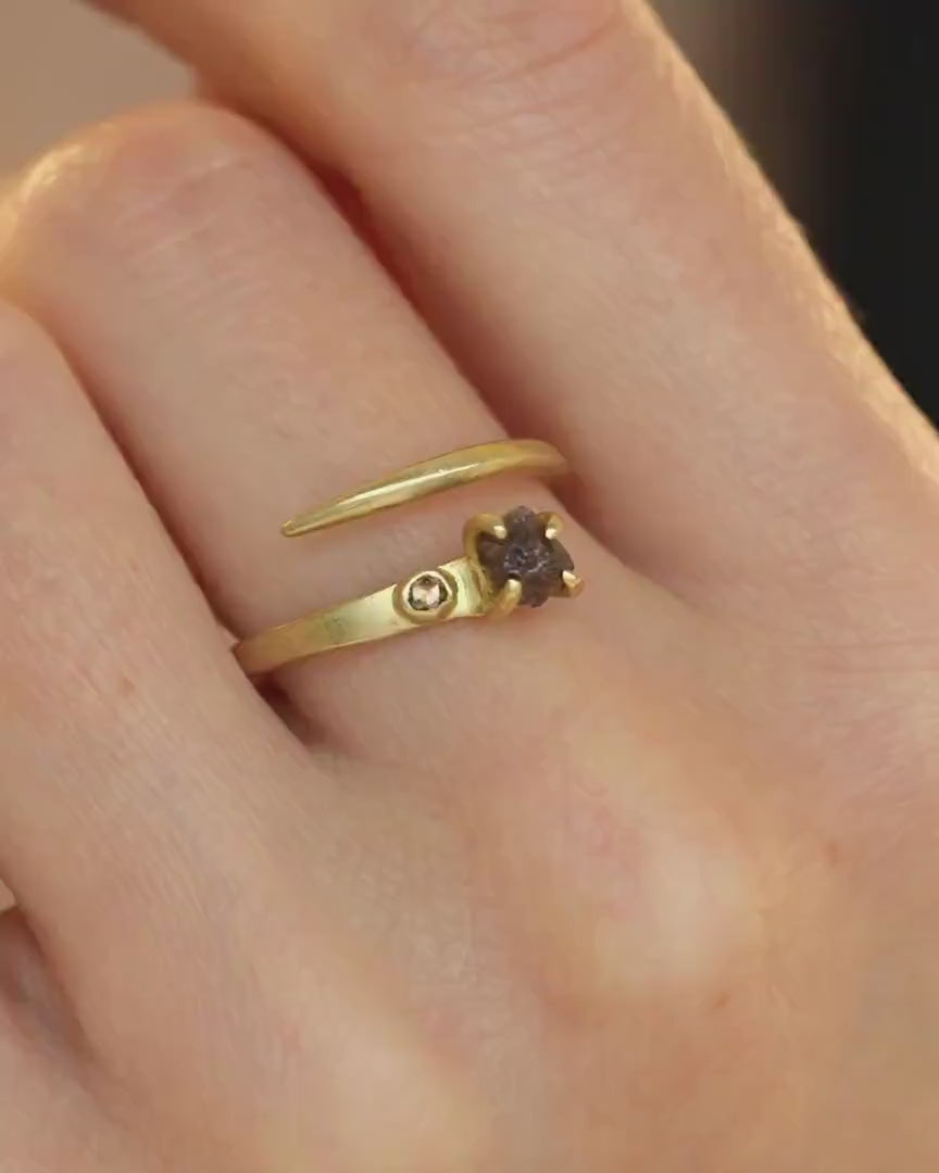 Raw Brown Diamond Gold Ring
