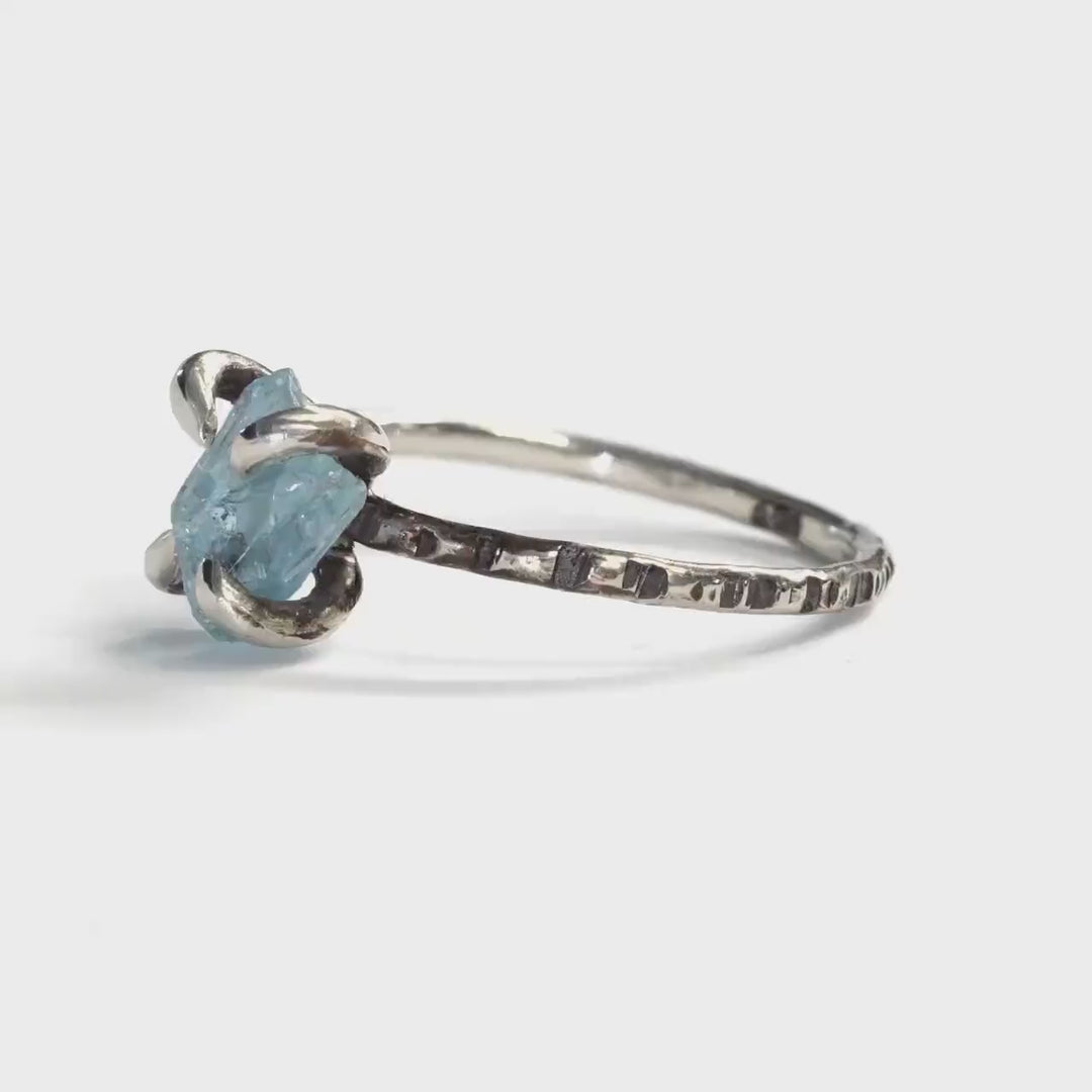 Raw Aquamarine Crystal Ring