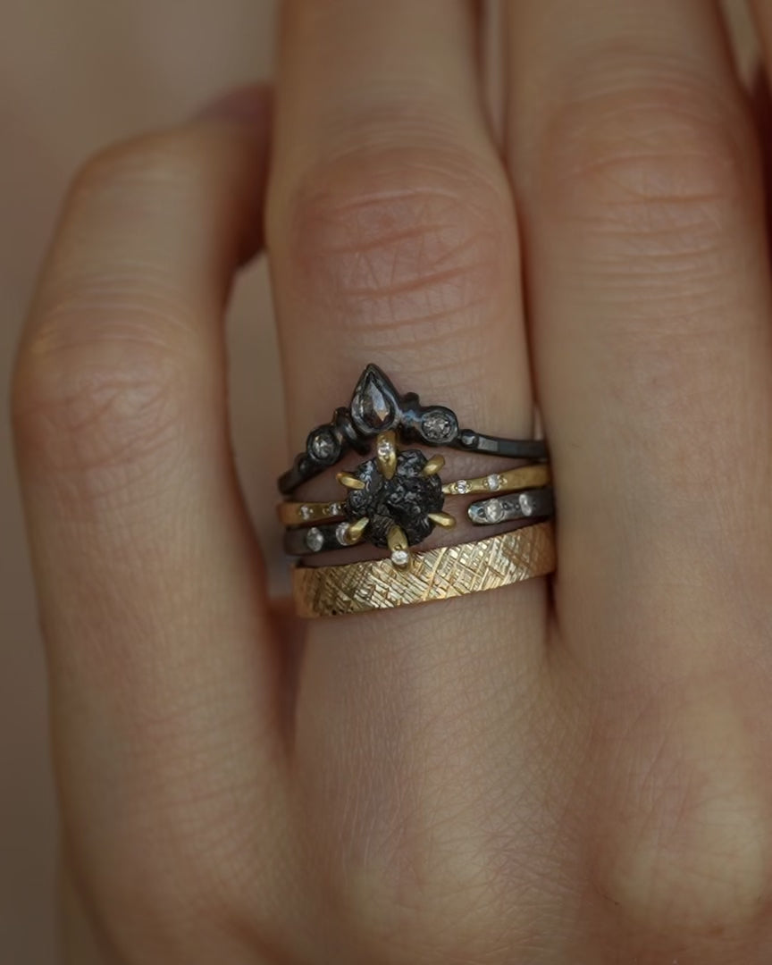 Uncut Black Diamond Engagement Ring