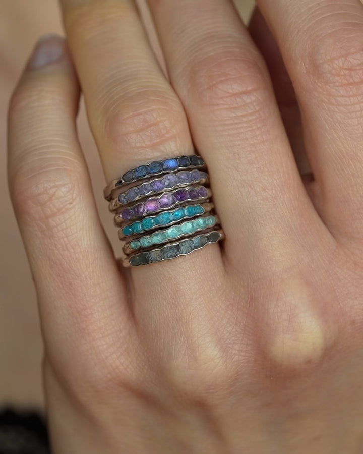 Raw Dark Blue Apatite Ring
