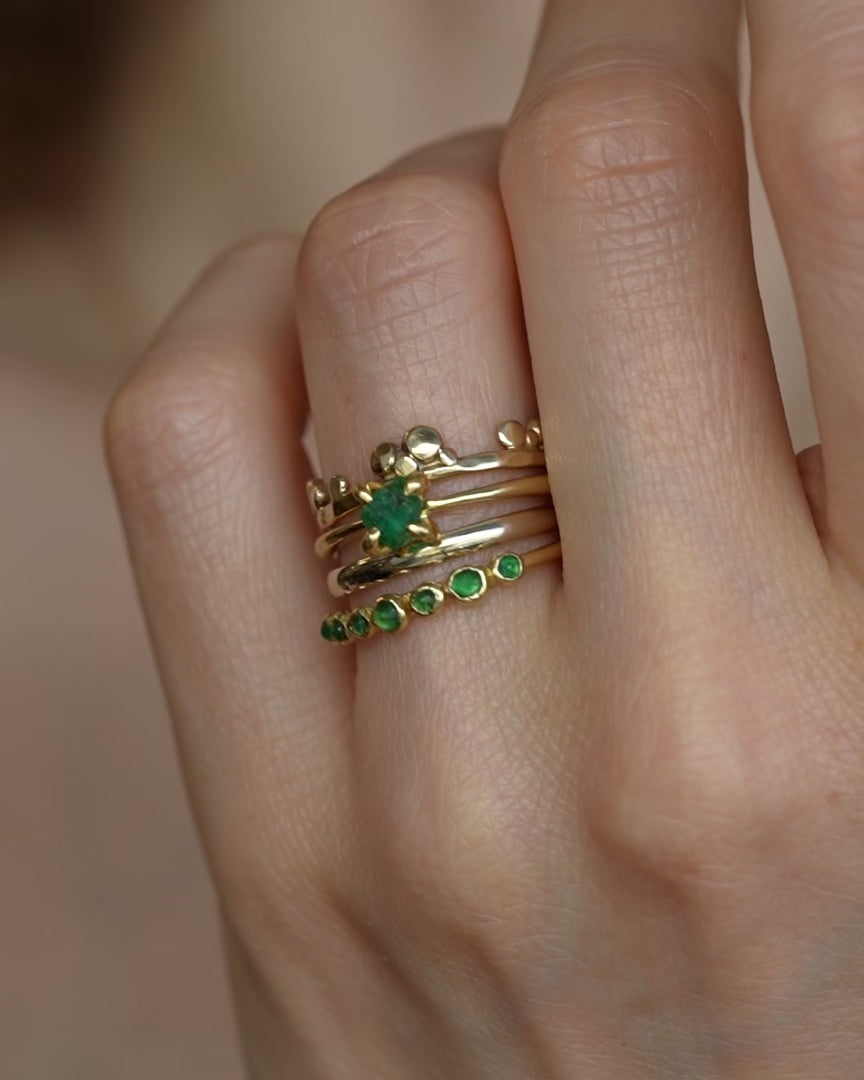 Raw Natural Emerald Crystal Ring