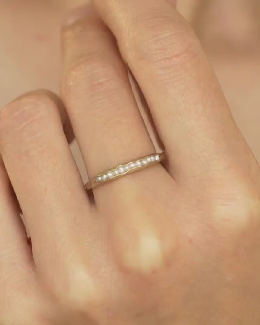 White Freshwater Pearl Gold Band