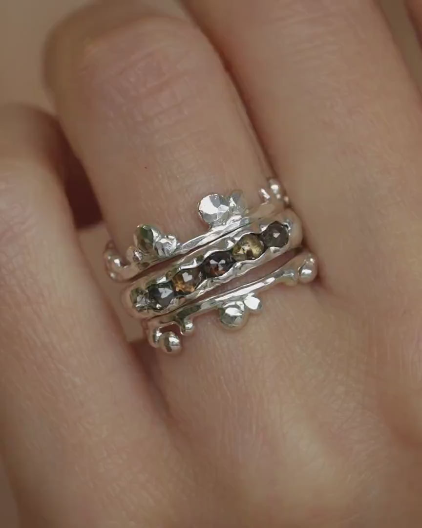 Textured Silver Bubble Band Ring