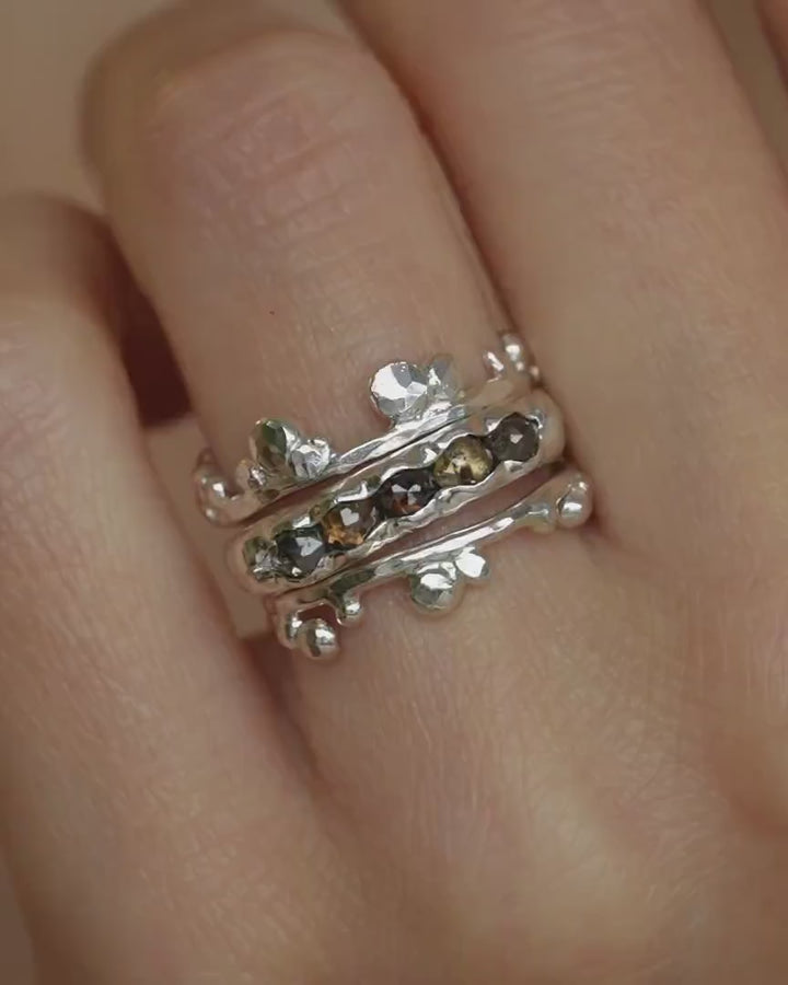 Textured Silver Bubble Band Ring
