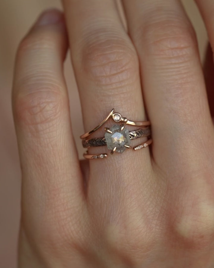 White Hexagon Diamond Ring