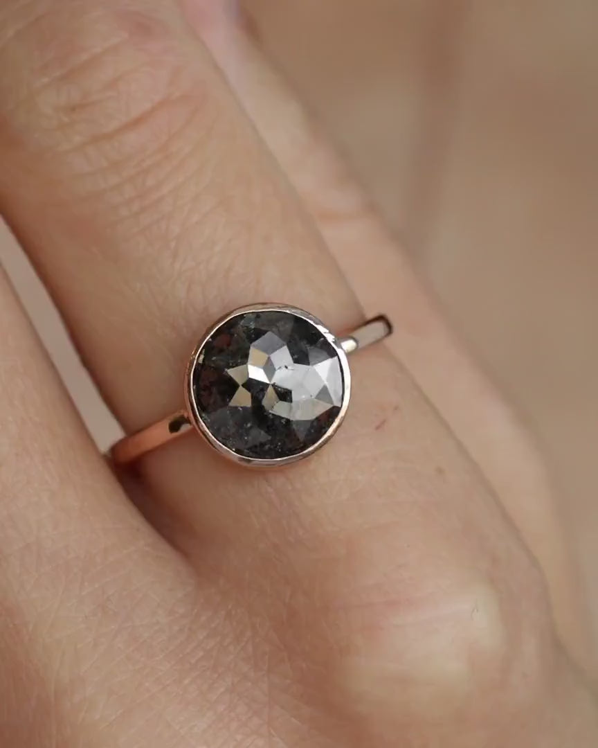 14k Rose Gold Round Galaxy Diamond Ring