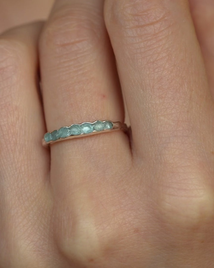 Natural Raw Aquamarine Band