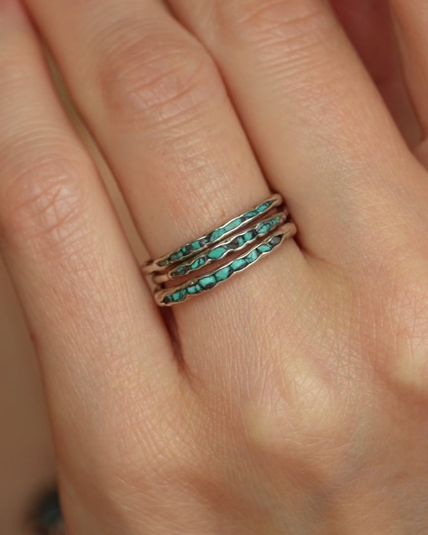 Skinny Raw Turquoise Band Ring