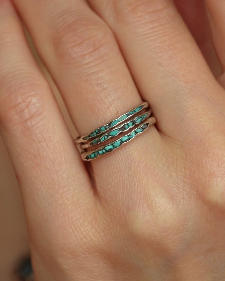 Skinny Raw Turquoise Band Ring