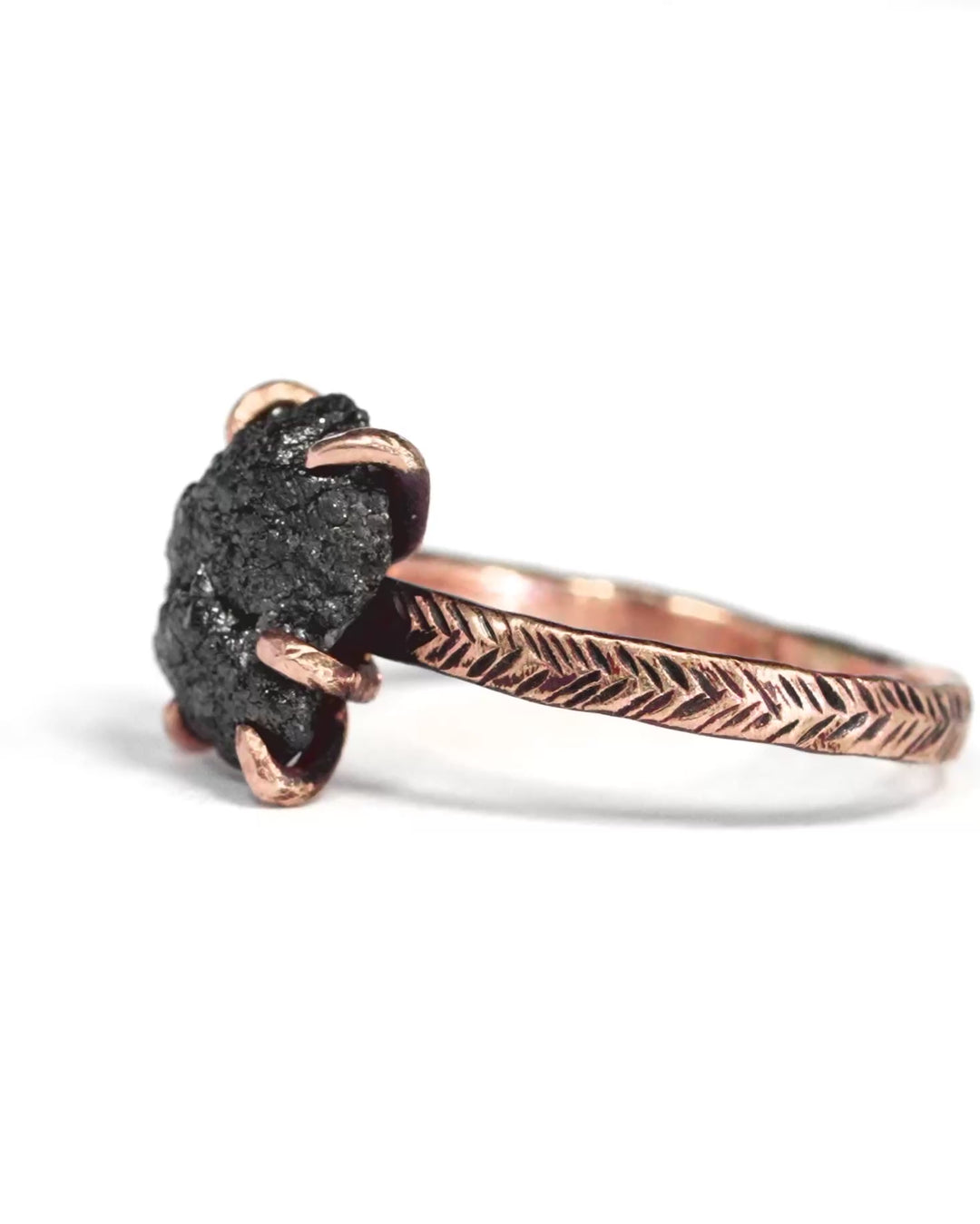 Rustic Raw Black Diamond Ring