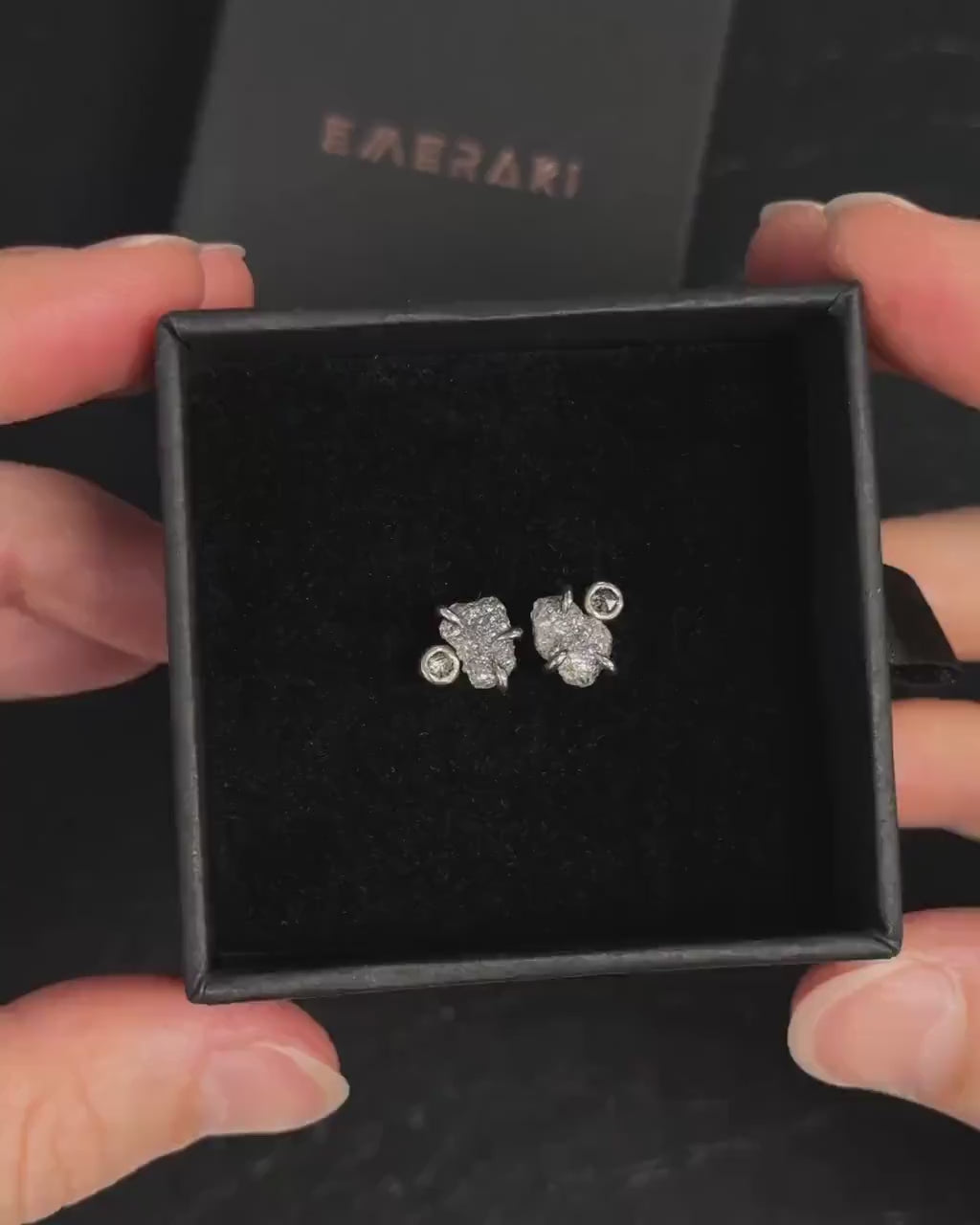 Silver Raw Grey and Galaxy Diamond Studs