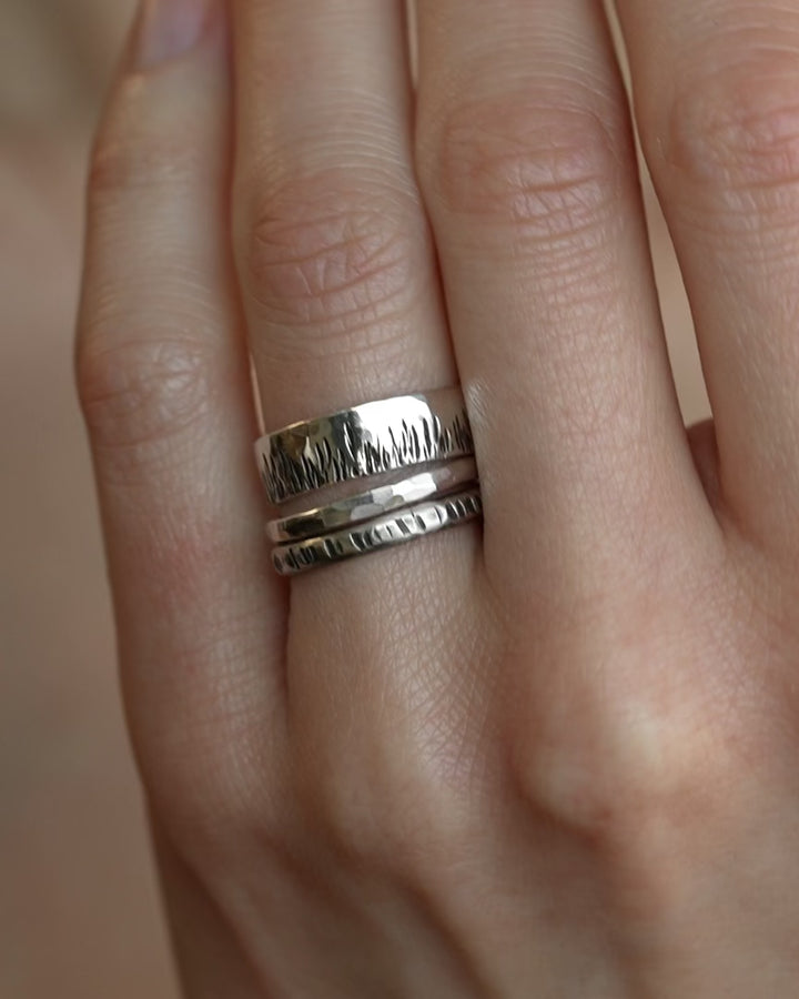 Textured Wide Flame Band Ring