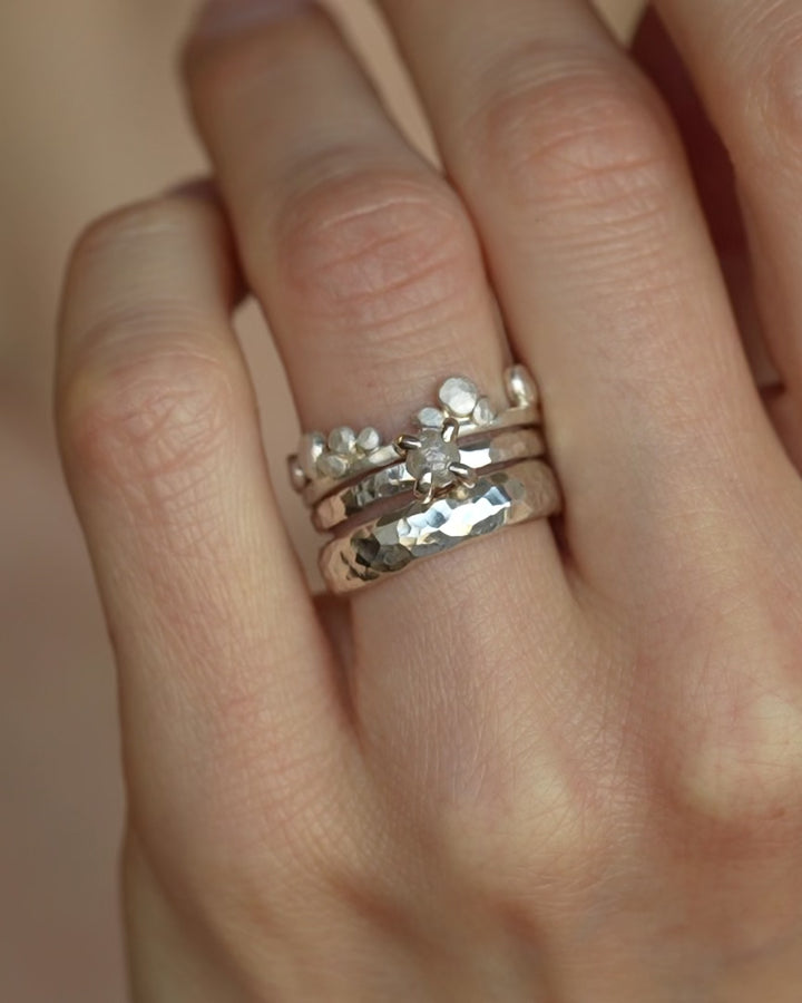 Round Raw Diamond Engagement Ring