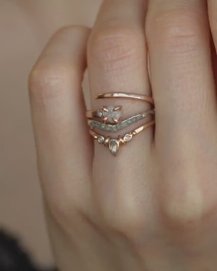 Raw White Diamond Wave Ring