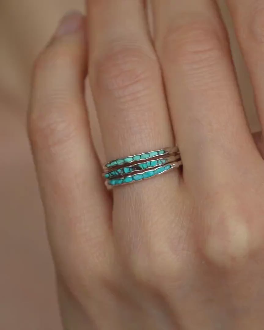 3 Raw Turquoise Ring Stack