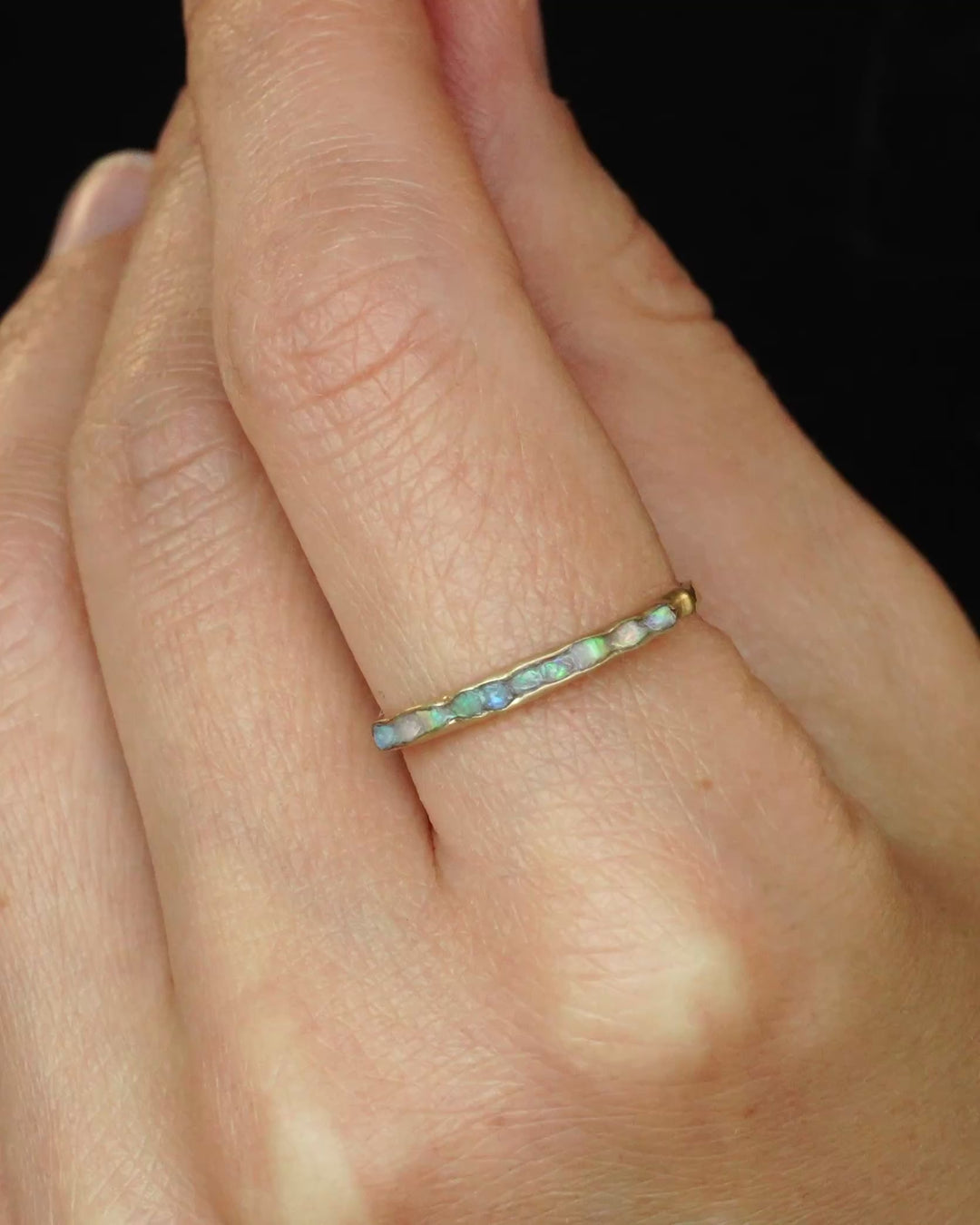Gold Raw Australian Opal Ring
