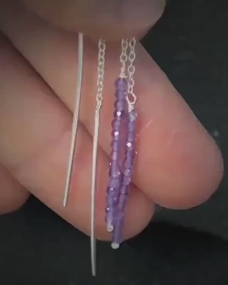 Sterling Silver Amethyst Thread Earrings