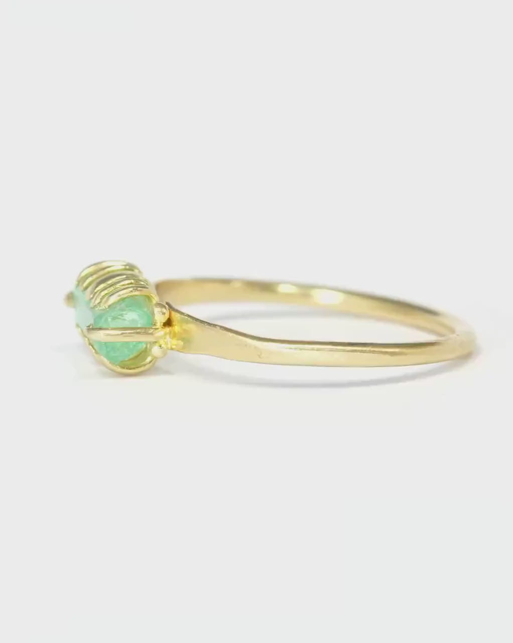 18k Gold Emerald Crystal Ring