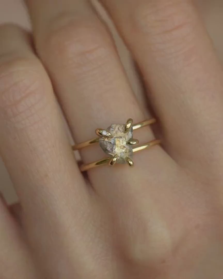 Double Band Raw Diamond Ring