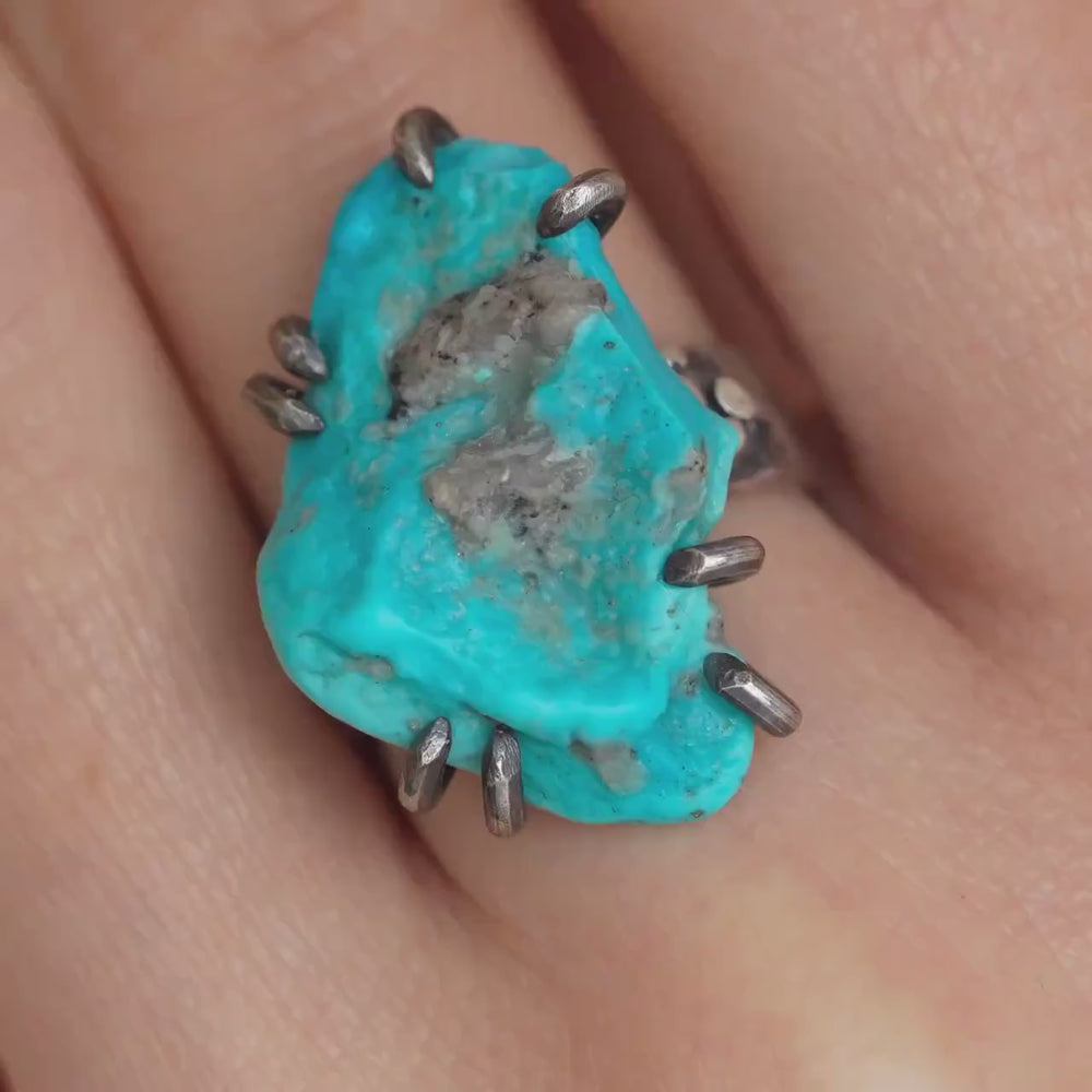 Raw Sleeping Beauty Turquoise Statement Ring