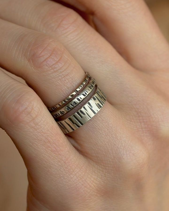 Striped Wide Hammered Band Ring