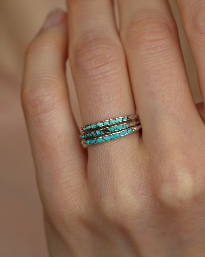 3 Raw Turquoise Ring Stack