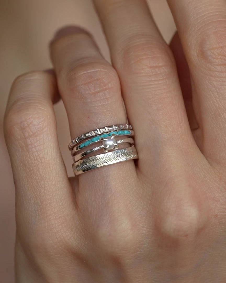 White Pearl and Diamond Ring