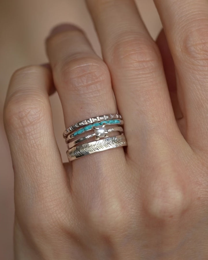 White Pearl and Diamond Ring