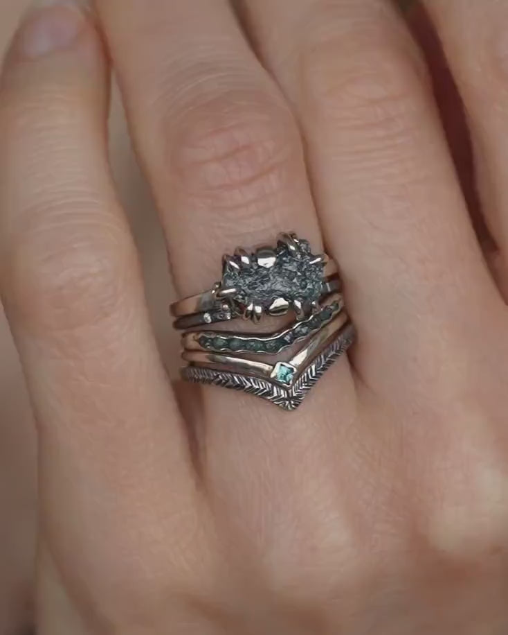 Blue Square Diamond Chevron Ring