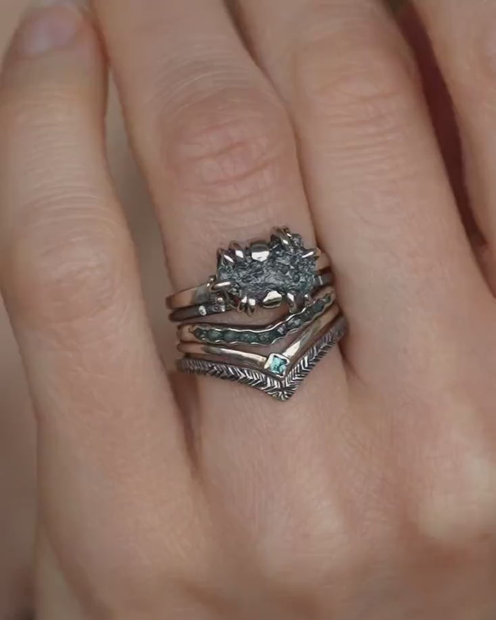 Blue Square Diamond Chevron Ring