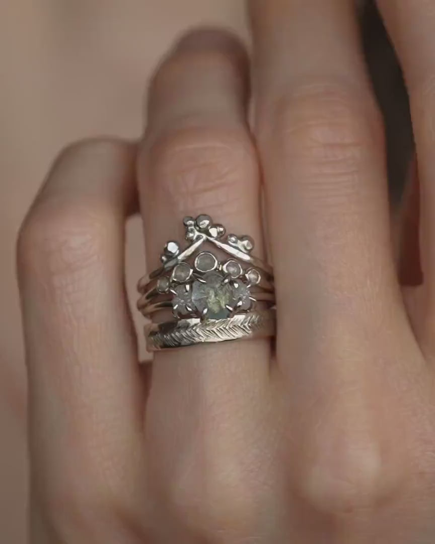 Raw Aquamariner and Diamond Ring