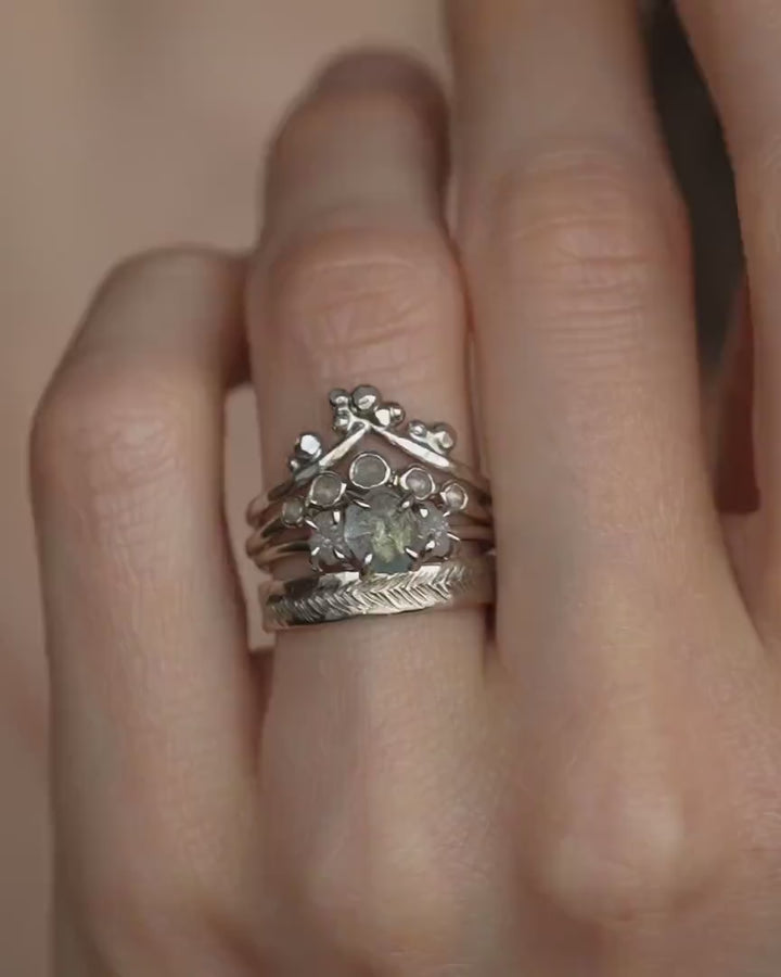 Raw Aquamariner and Diamond Ring