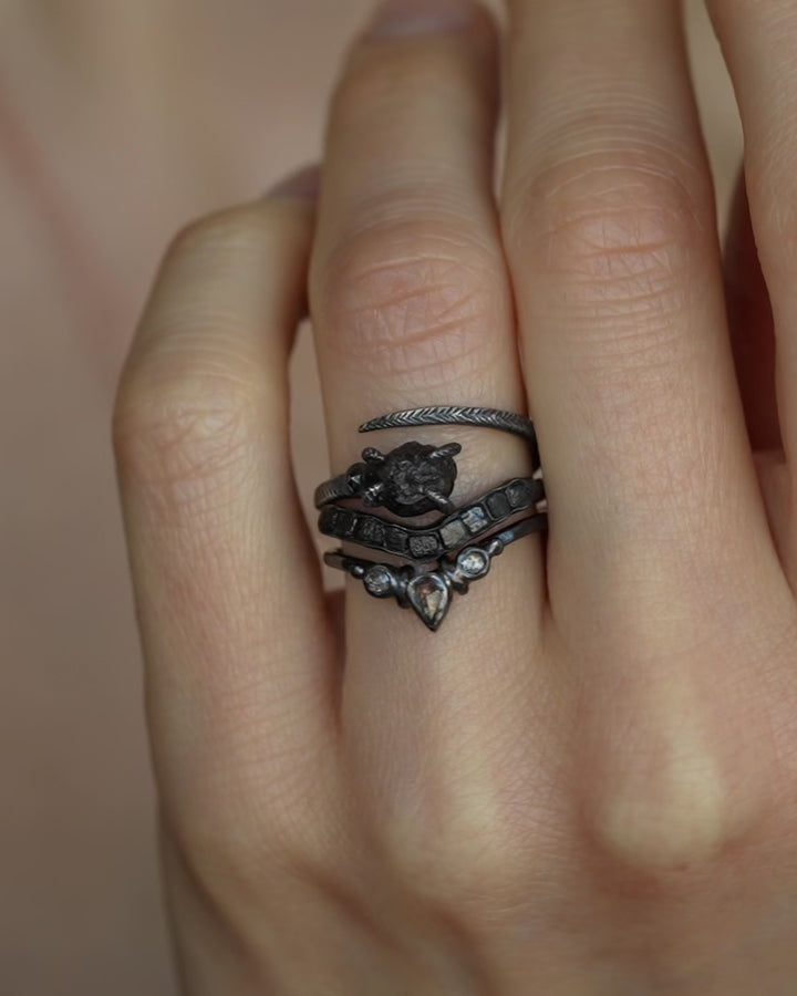 Adjustable Raw Black Diamond Ring