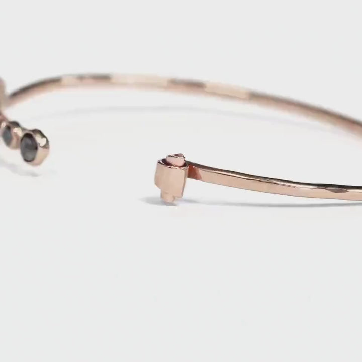 Rose Gold Uncut Black Diamond Bangle Bracelet
