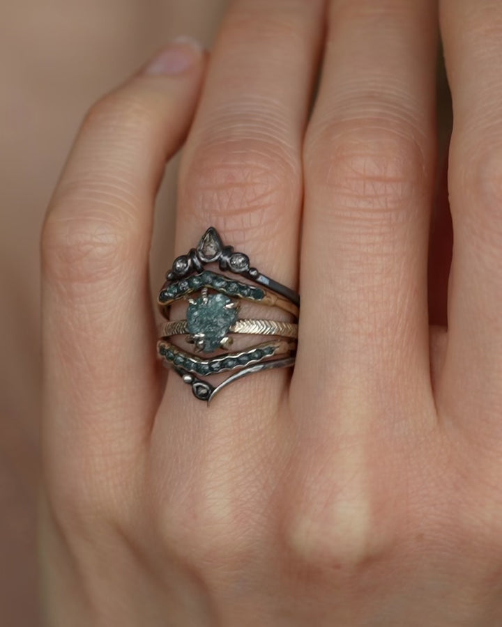 Raw Blue Diamond Ring