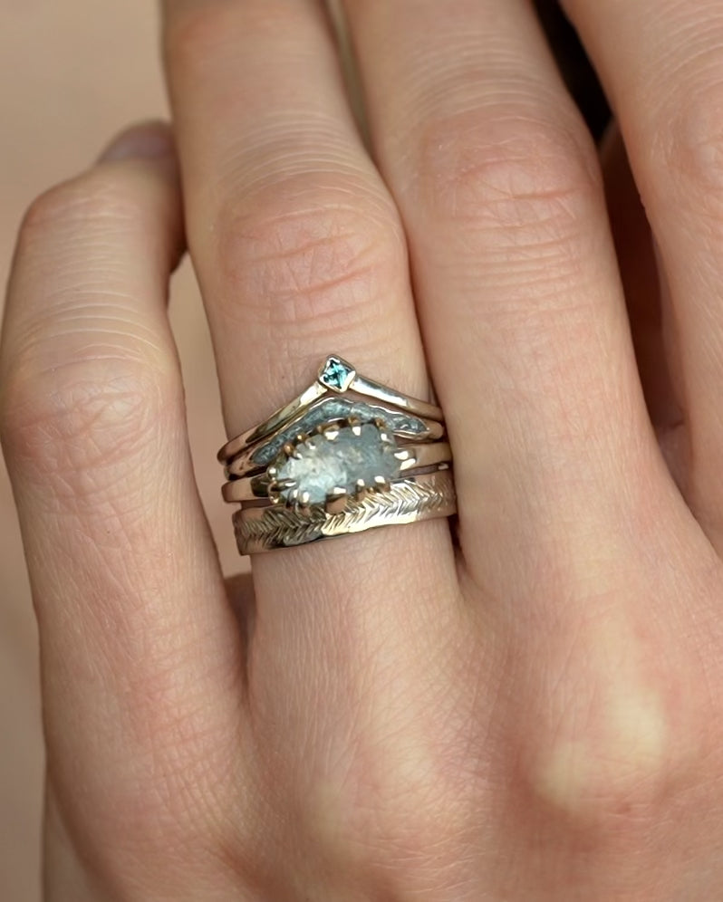 Raw Aquamarine Crystal Statement Ring