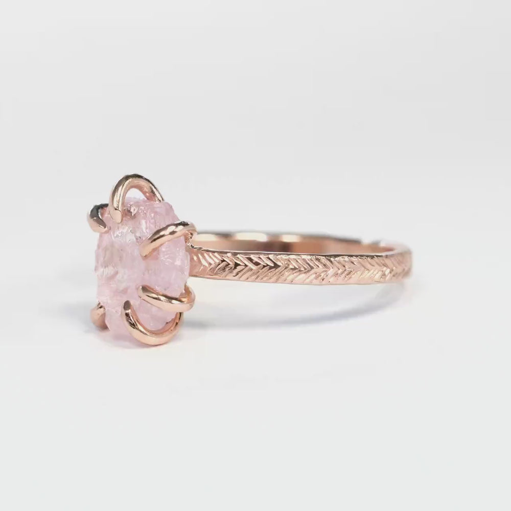 Raw Morganite Engagement Ring