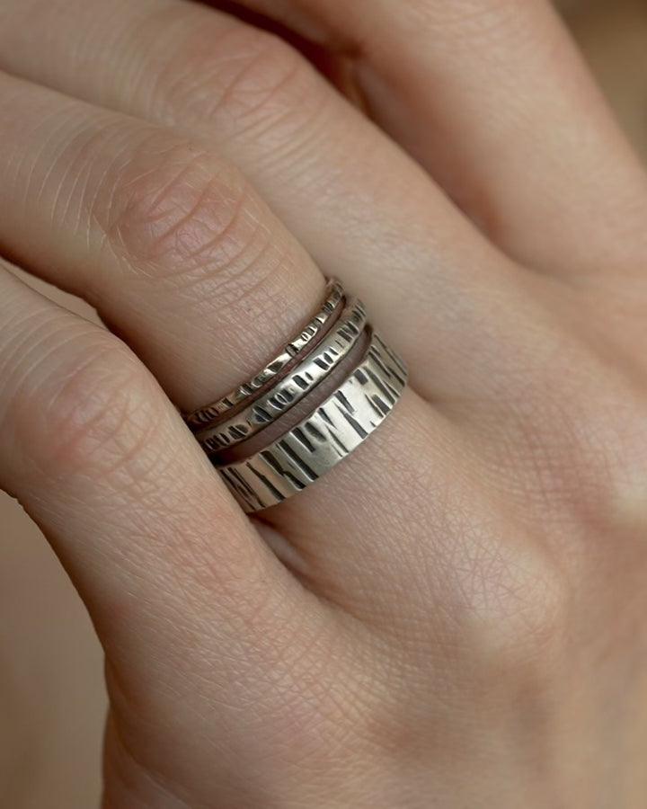 Hammered Birch Tree Band Ring