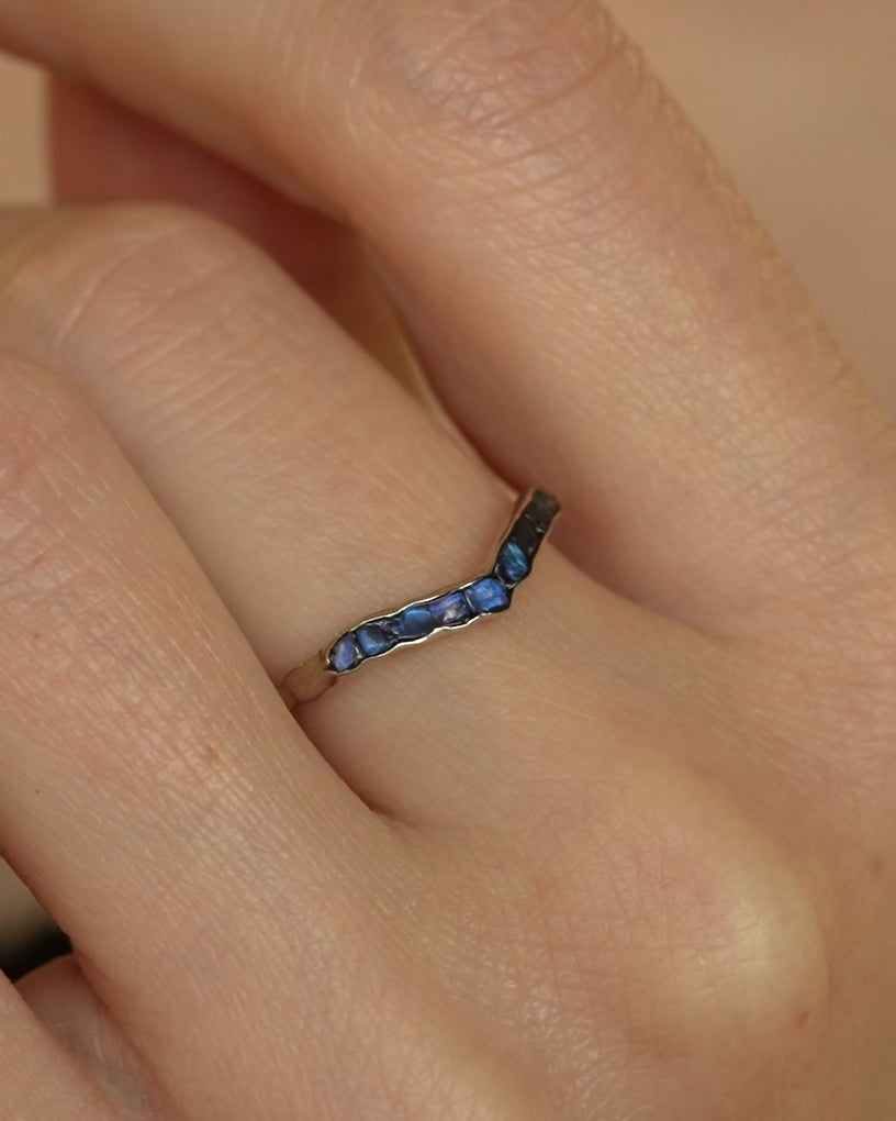 Rainbow Moonstone Wave Ring