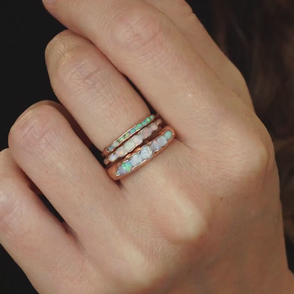 Opal Mens Gold Wedding Band