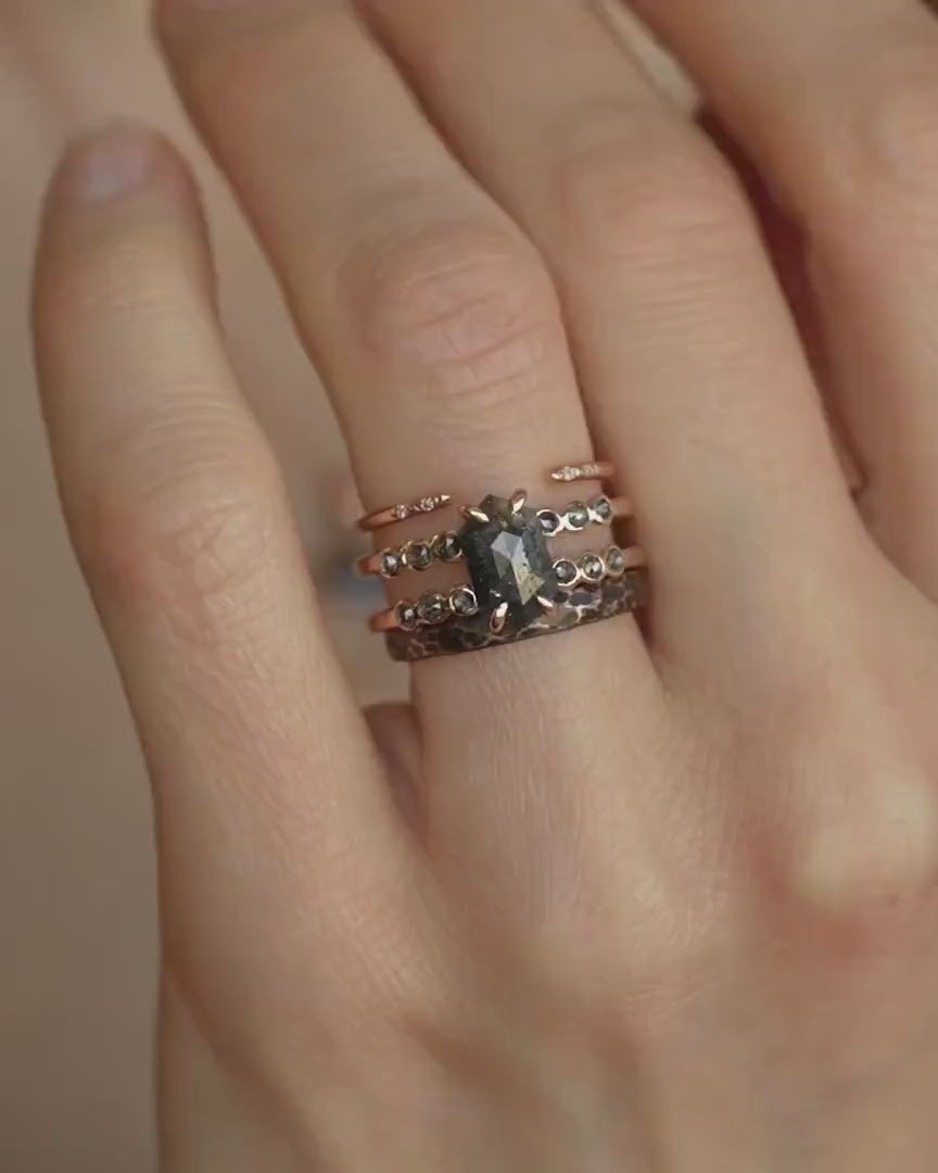 Hexagon Diamond Double Band Ring